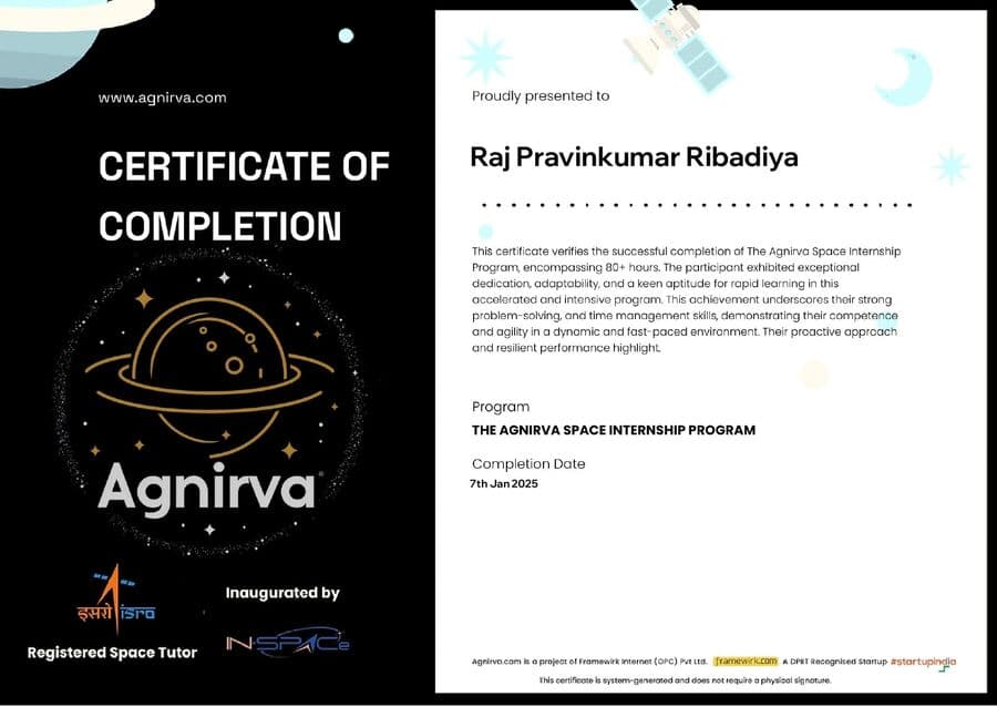 Agnirva Space Internship
